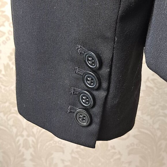 Anne Klein Size 10 Black 1 Button Blazer Notched Lapels Long Slv 3 Pockets NWOT - Picture 8 of 11